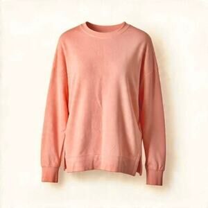 Relaxx Womens Small Peach Coral Oversized Crewneck Sweatshirt Side Slits